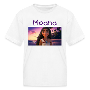 Kids Girls Fruit of the Loom Moana Print T Shirt - white