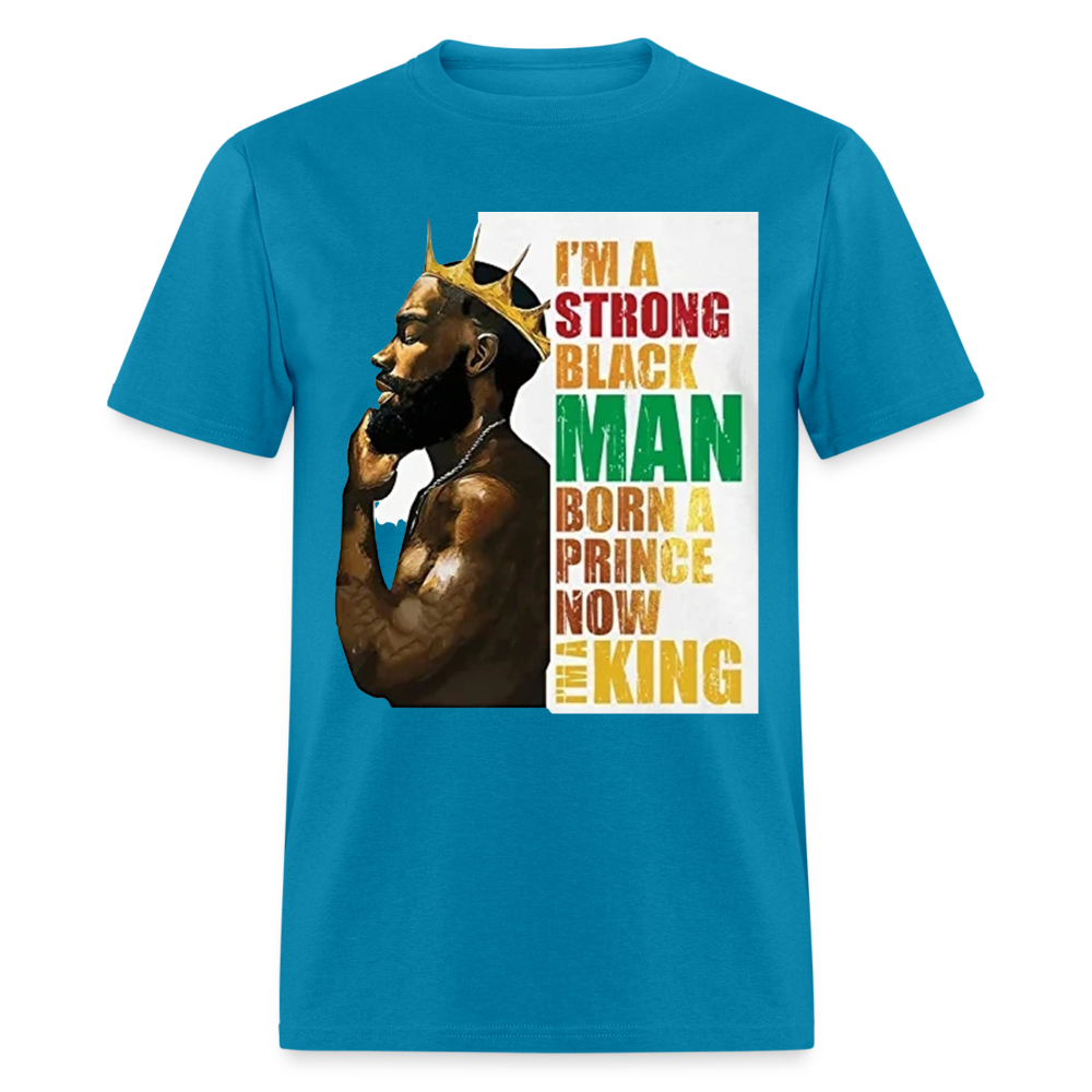 Men's Black King Print T Shirt - turquoise