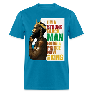 Men's Black King Print T Shirt - turquoise