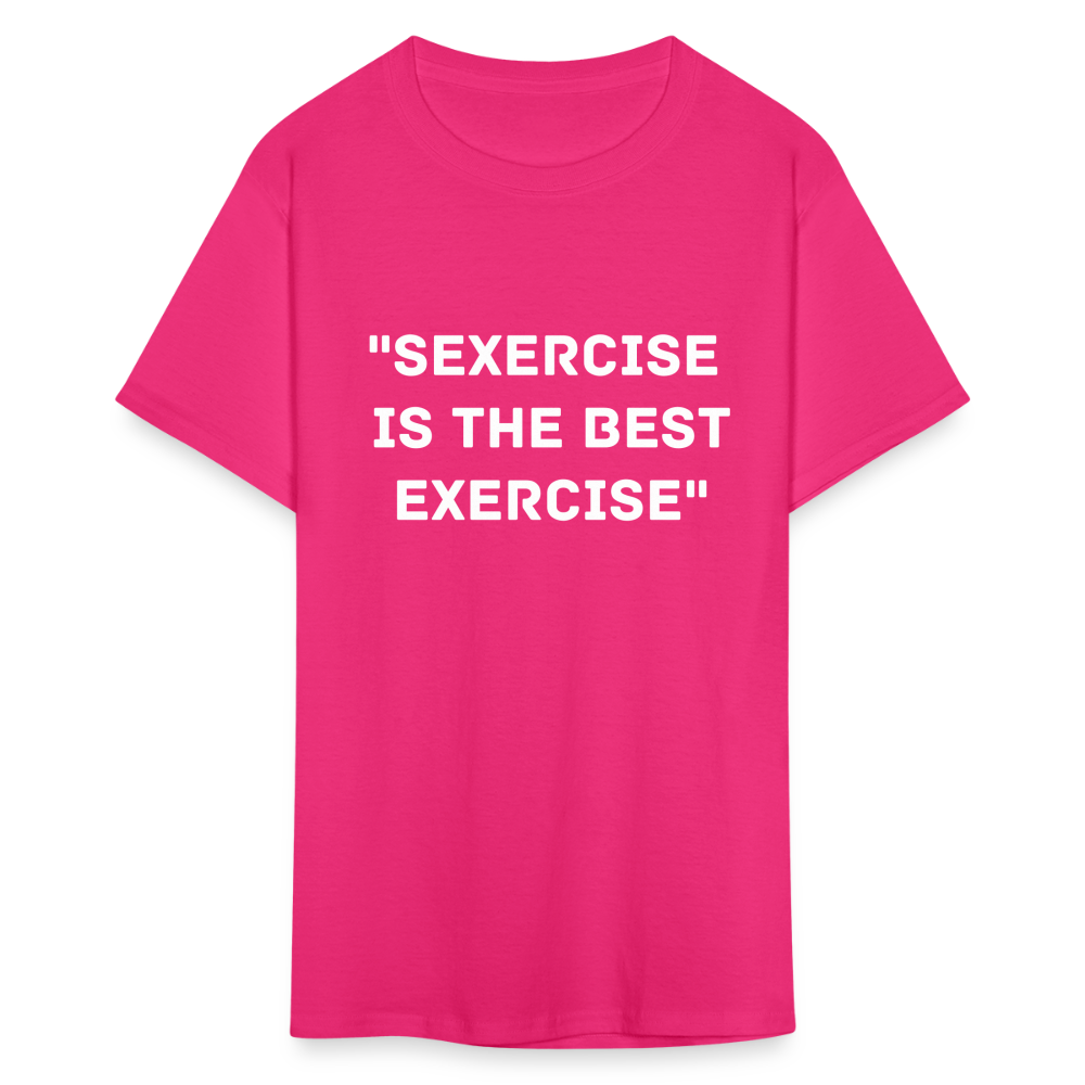 Unisex Classic Fruit of the Loom Exercise Print T Shirt - fuchsia