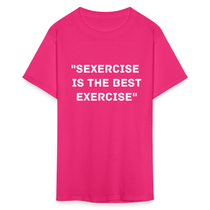 Unisex Classic Fruit of the Loom Exercise Print T Shirt - fuchsia