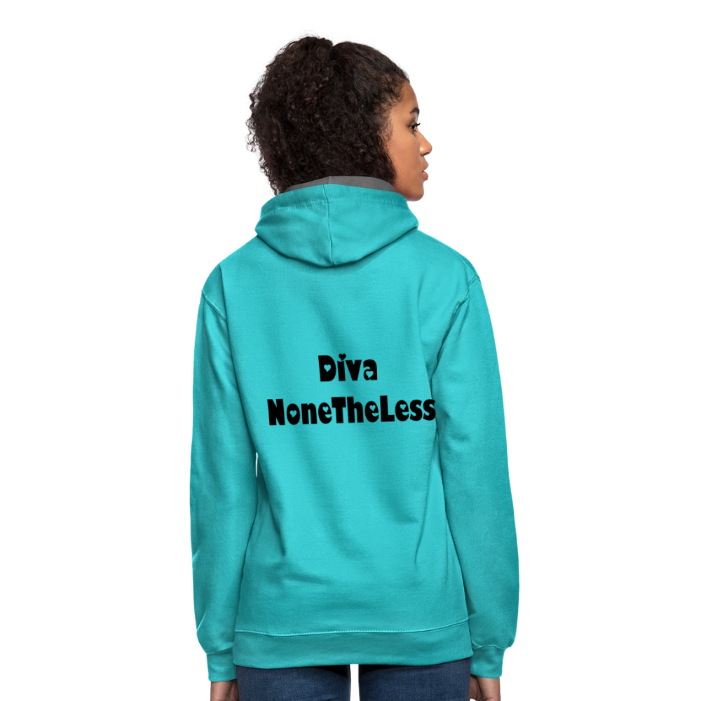 Contrast Custom Diva NoneTheLess Front & Back Hoodie - scuba blue/asphalt