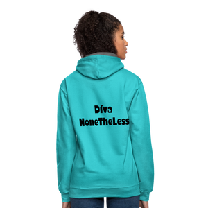 Contrast Custom Diva NoneTheLess Front & Back Hoodie - scuba blue/asphalt