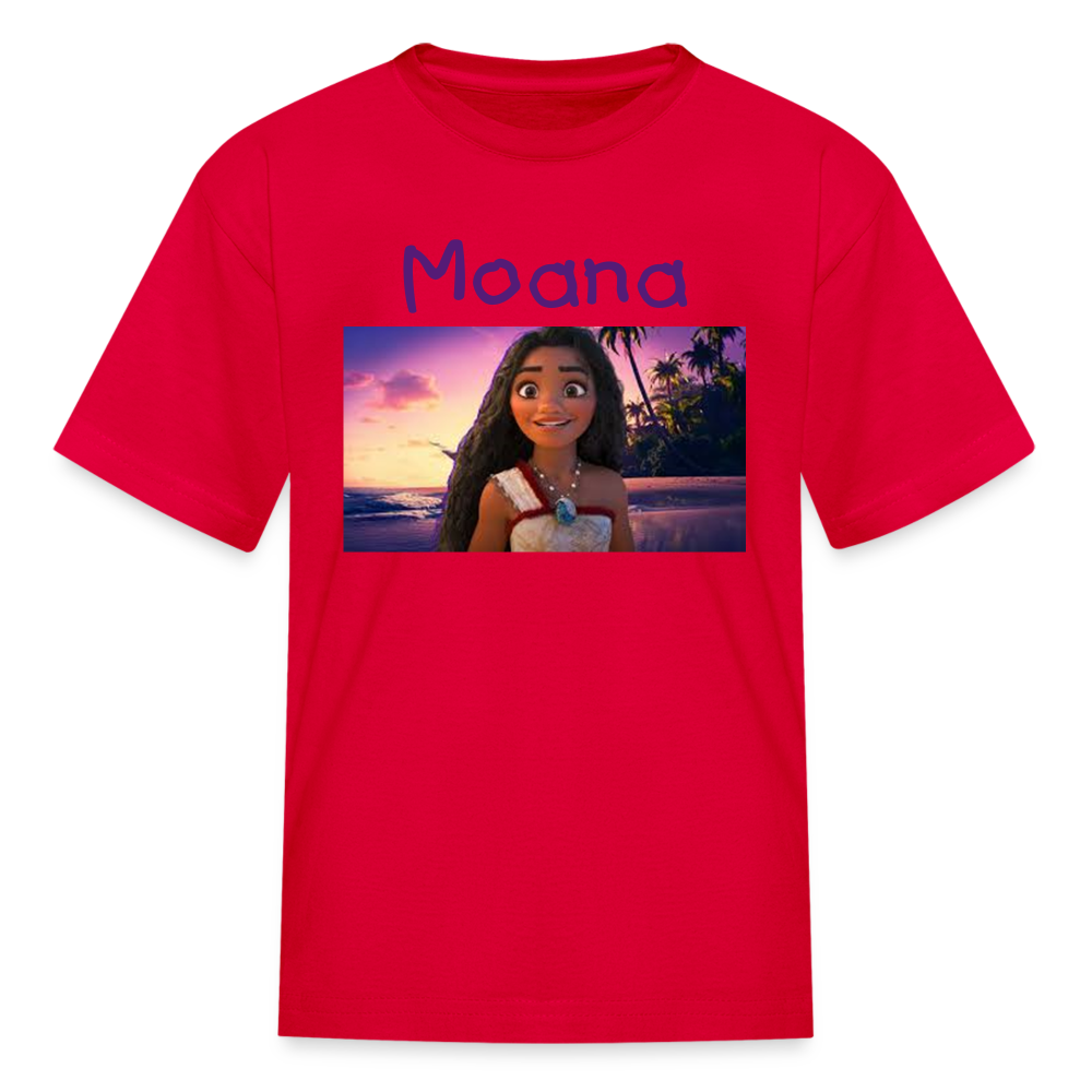 Kids Girls Fruit of the Loom Moana Print T Shirt - red