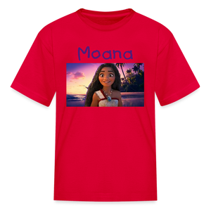 Kids Girls Fruit of the Loom Moana Print T Shirt - red