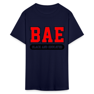 Unisex Classic Bae Print Fruit of The Loom T Shirt - navy