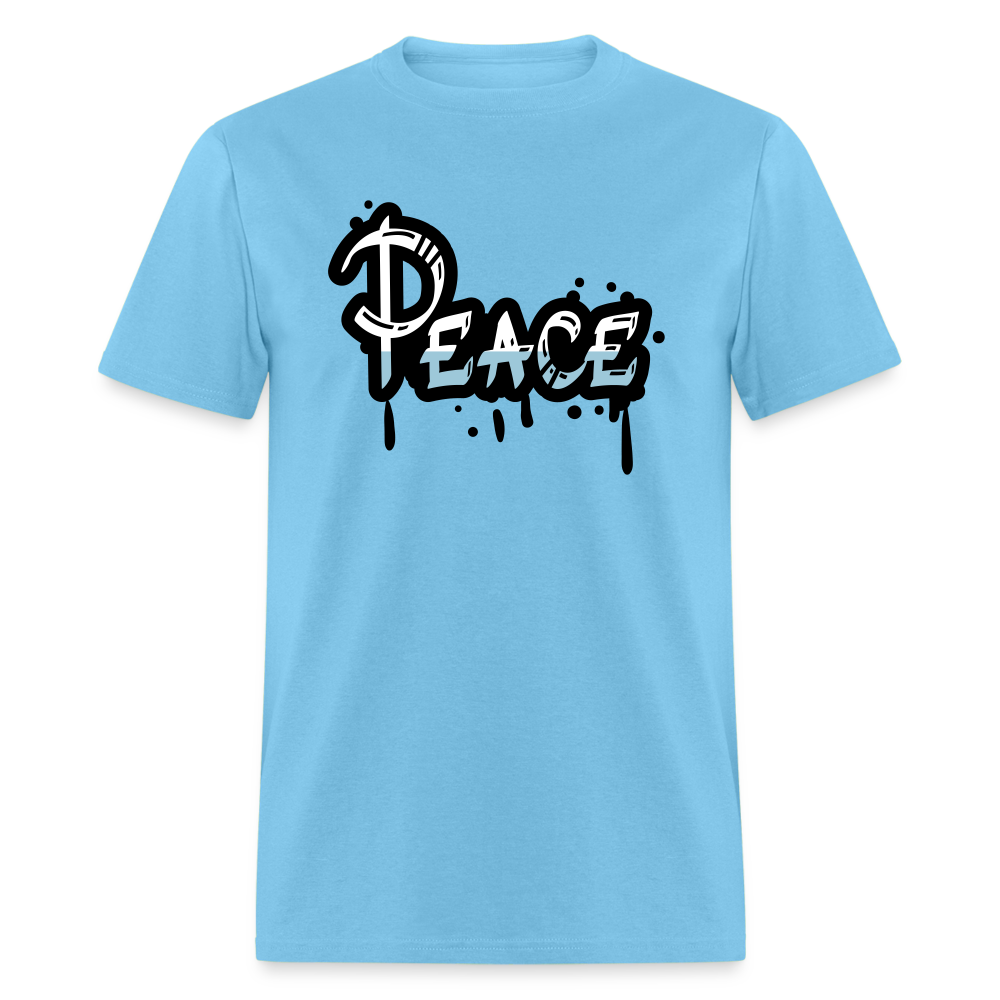 Unisex Peace Print T Shirt - aquatic blue