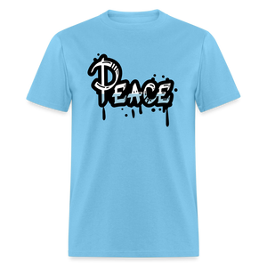 Unisex Peace Print T Shirt - aquatic blue