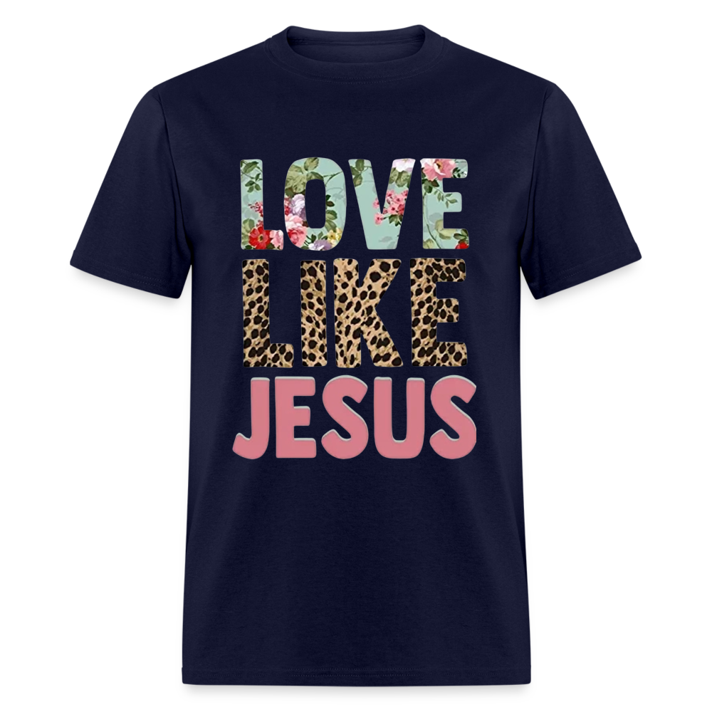 Unisex Jesus Print T Shirt - navy