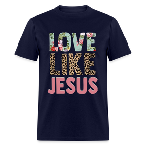 Unisex Jesus Print T Shirt - navy