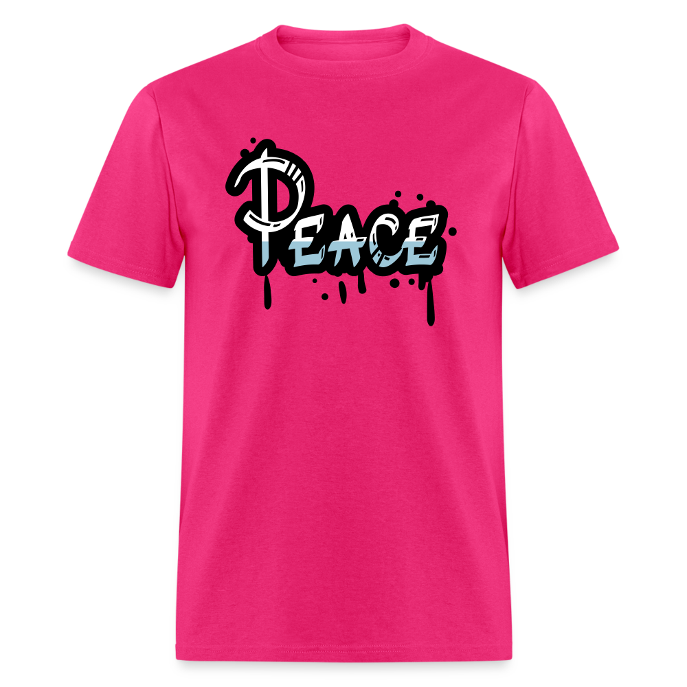 Unisex Peace Print T Shirt - fuchsia