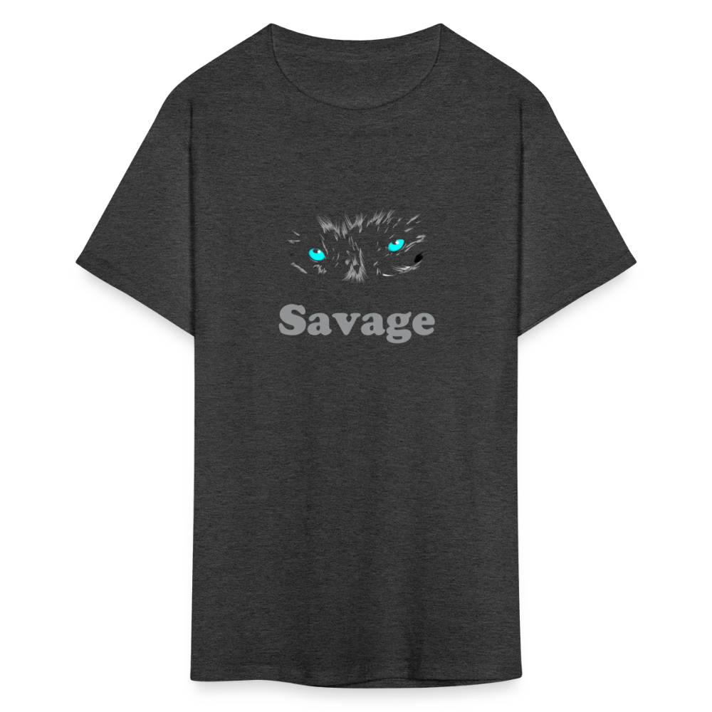 Unisex Savage Print T Shirt - heather black