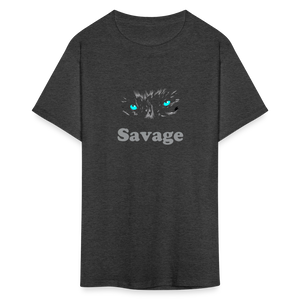 Unisex Savage Print T Shirt - heather black