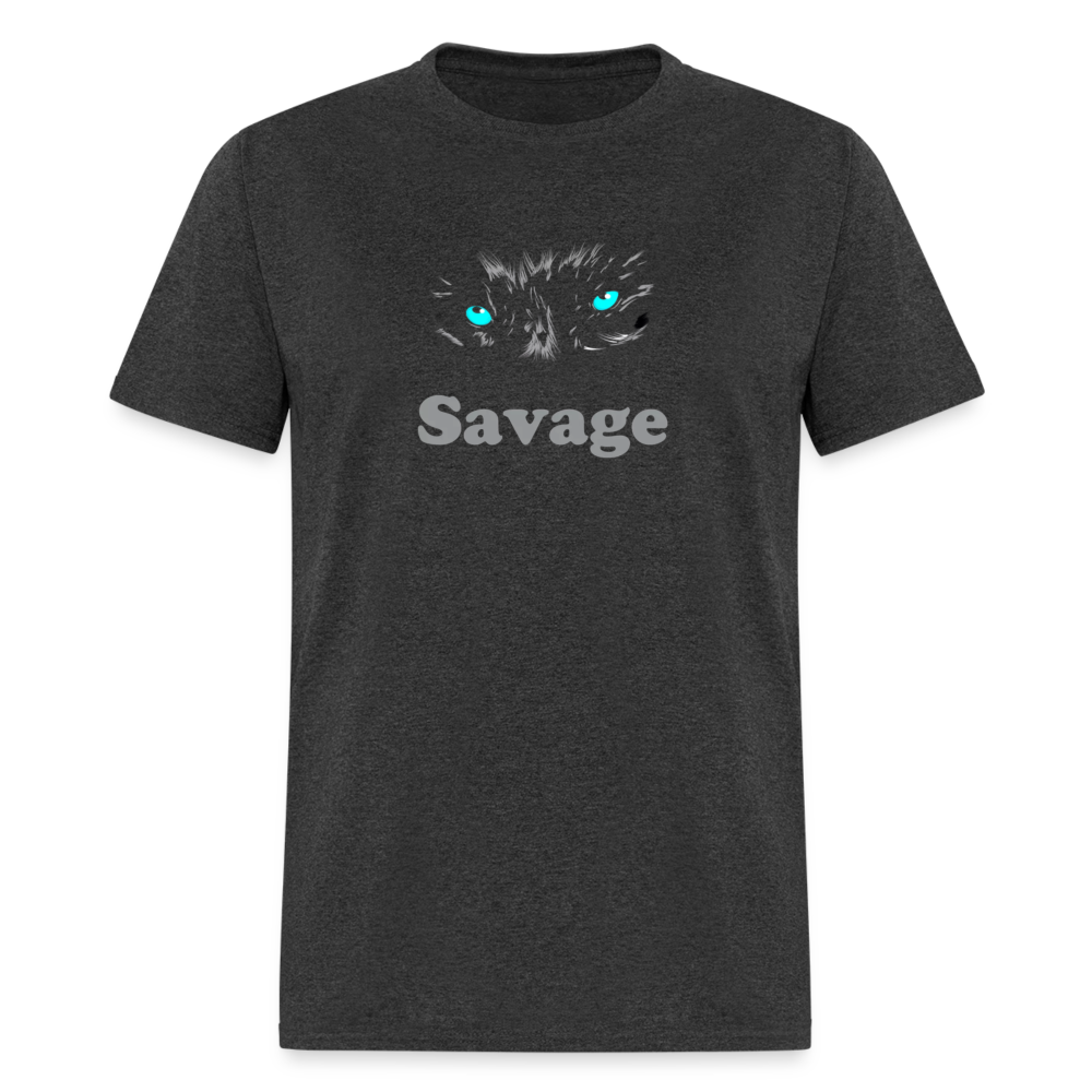 Unisex Savage Print T Shirt - heather black