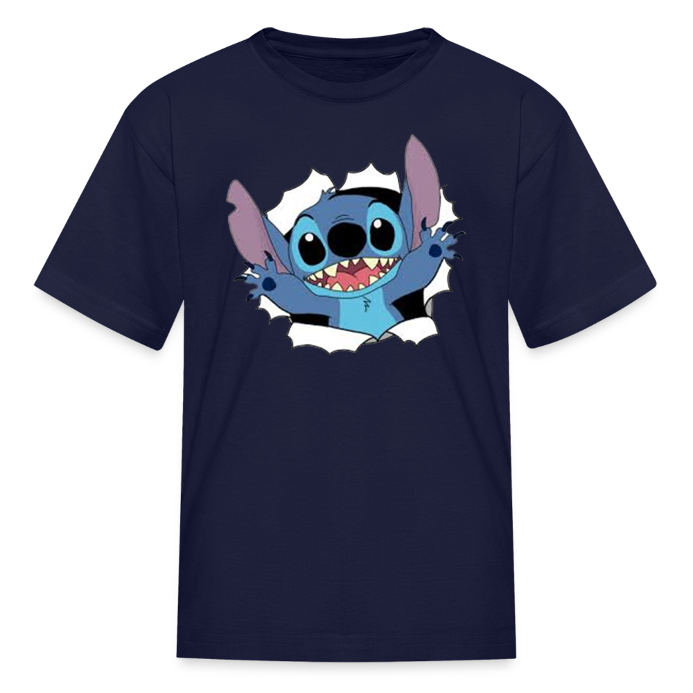 Kids and Babies Unisex Stitch Print  T-Shirt - navy