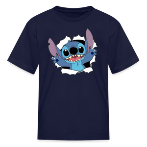 Kids and Babies Unisex Stitch Print  T-Shirt - navy