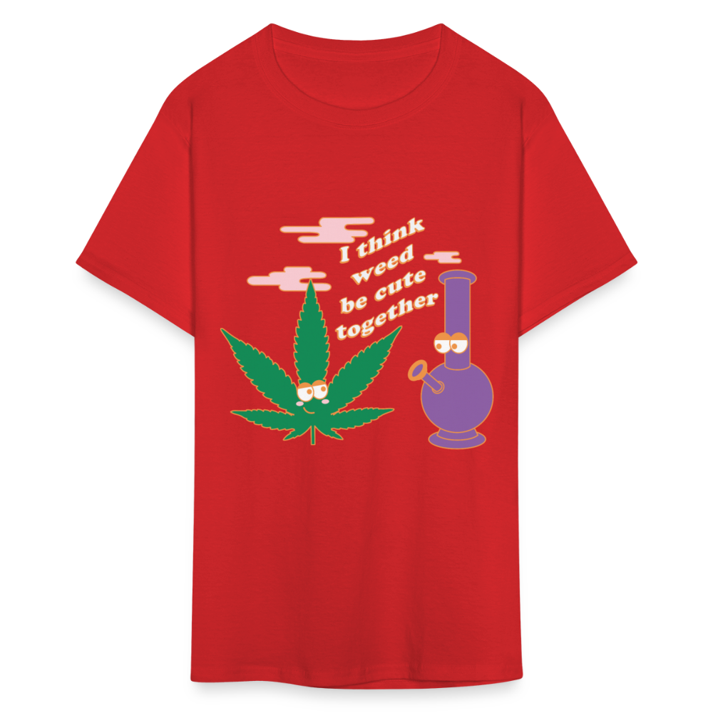 Unisex Classic Weed Print T Shirt - red