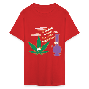 Unisex Classic Weed Print T Shirt - red