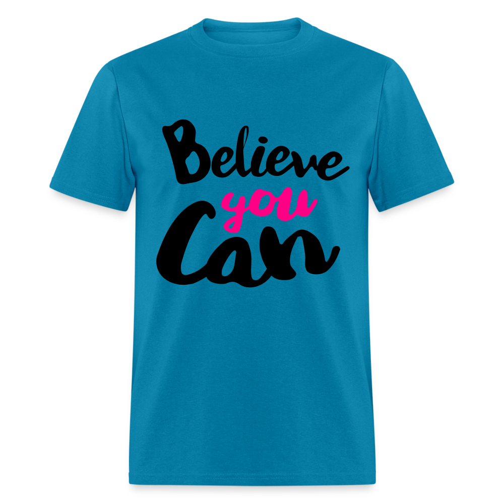 Adult Unisex  Believe You Can Print T Shirt - turquoise