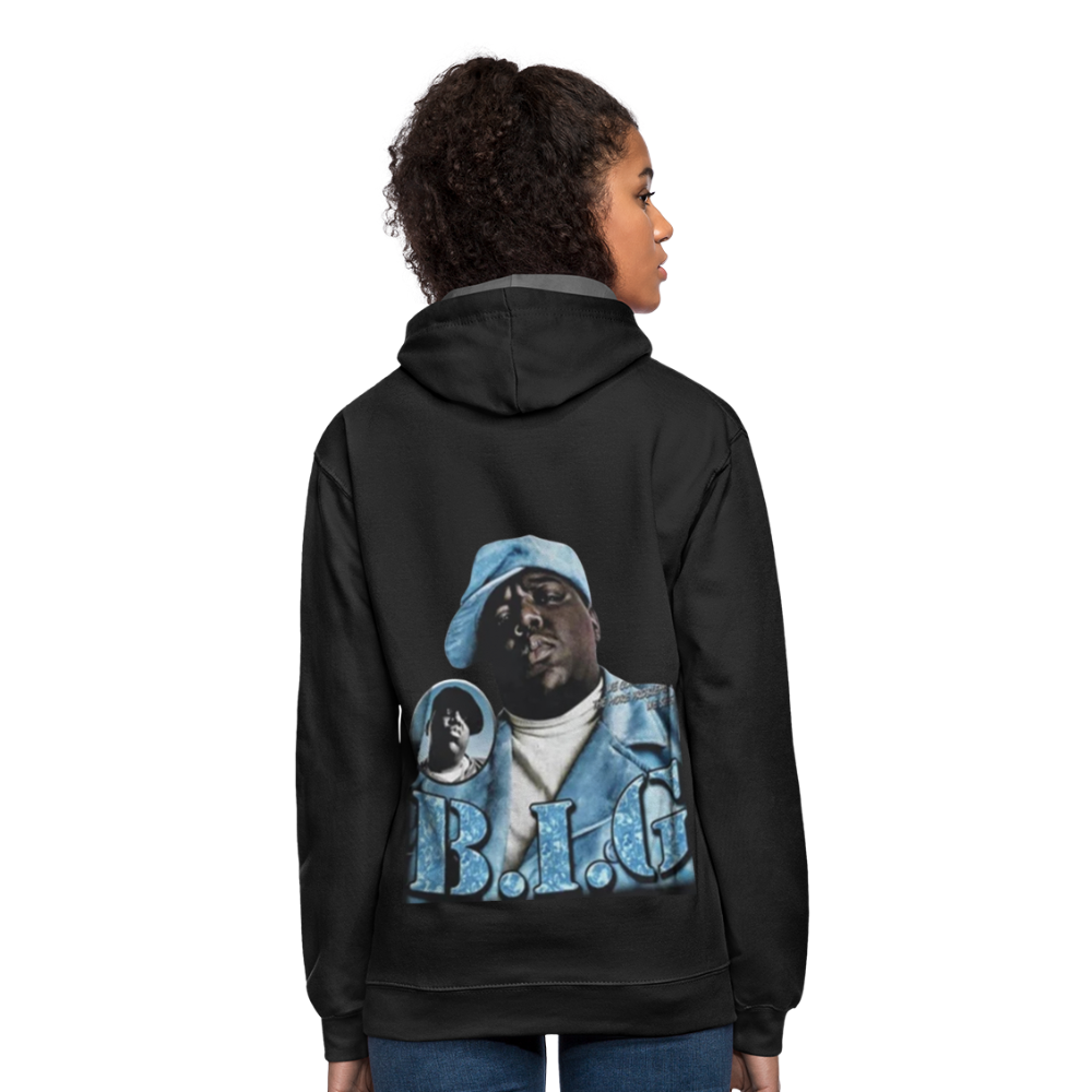 Unisex Contrast Biggie Print Hoodie - black/asphalt