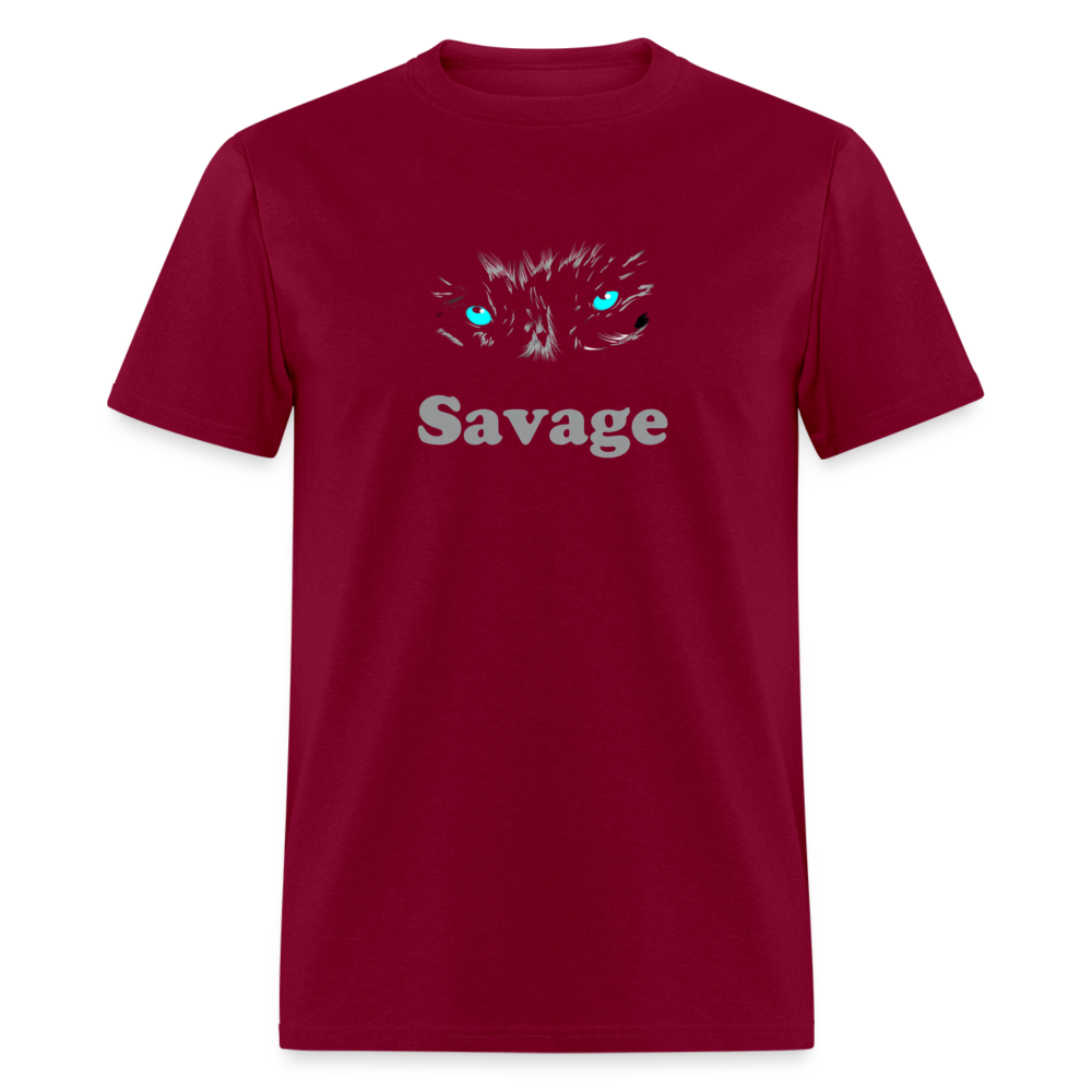 Unisex Savage Print T Shirt - burgundy