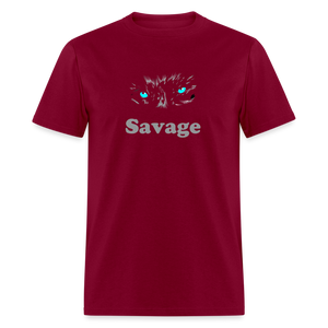 Unisex Savage Print T Shirt - burgundy