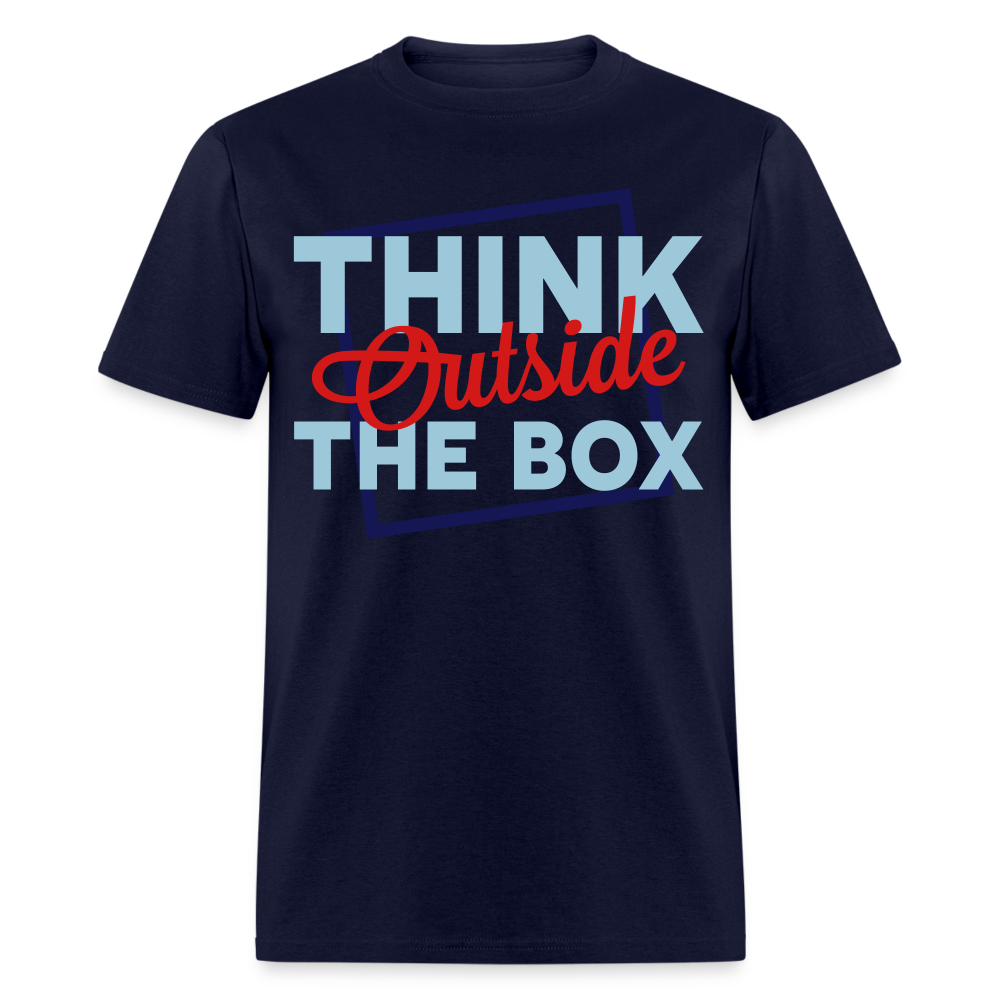 Unisex Adults Think Outside the Box Print T Shirt - navy