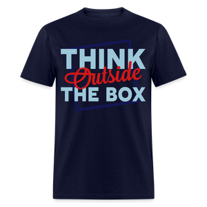 Unisex Adults Think Outside the Box Print T Shirt - navy