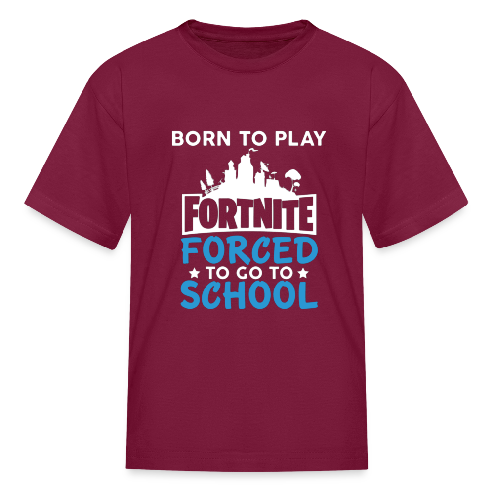 Boys Forced to go to School Print T Shirt - burgundy