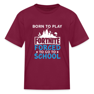 Boys Forced to go to School Print T Shirt - burgundy