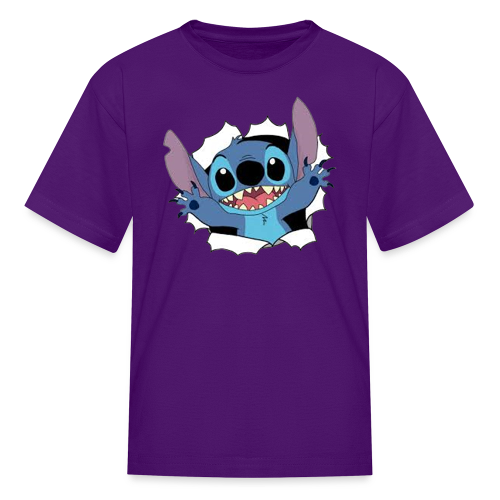 Kids and Babies Unisex Stitch Print  T-Shirt - purple