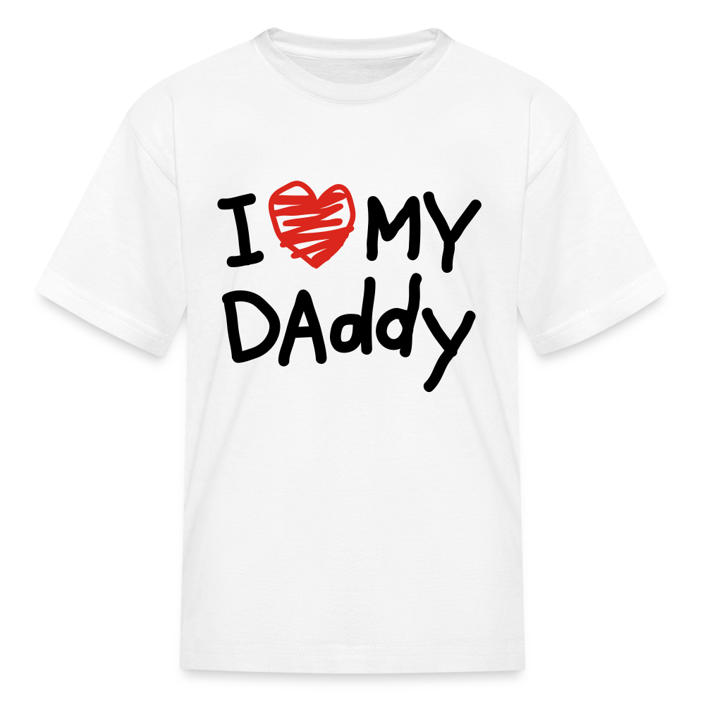 Kids Fruit of the Loom I Love Daddy Print T Shirt - white