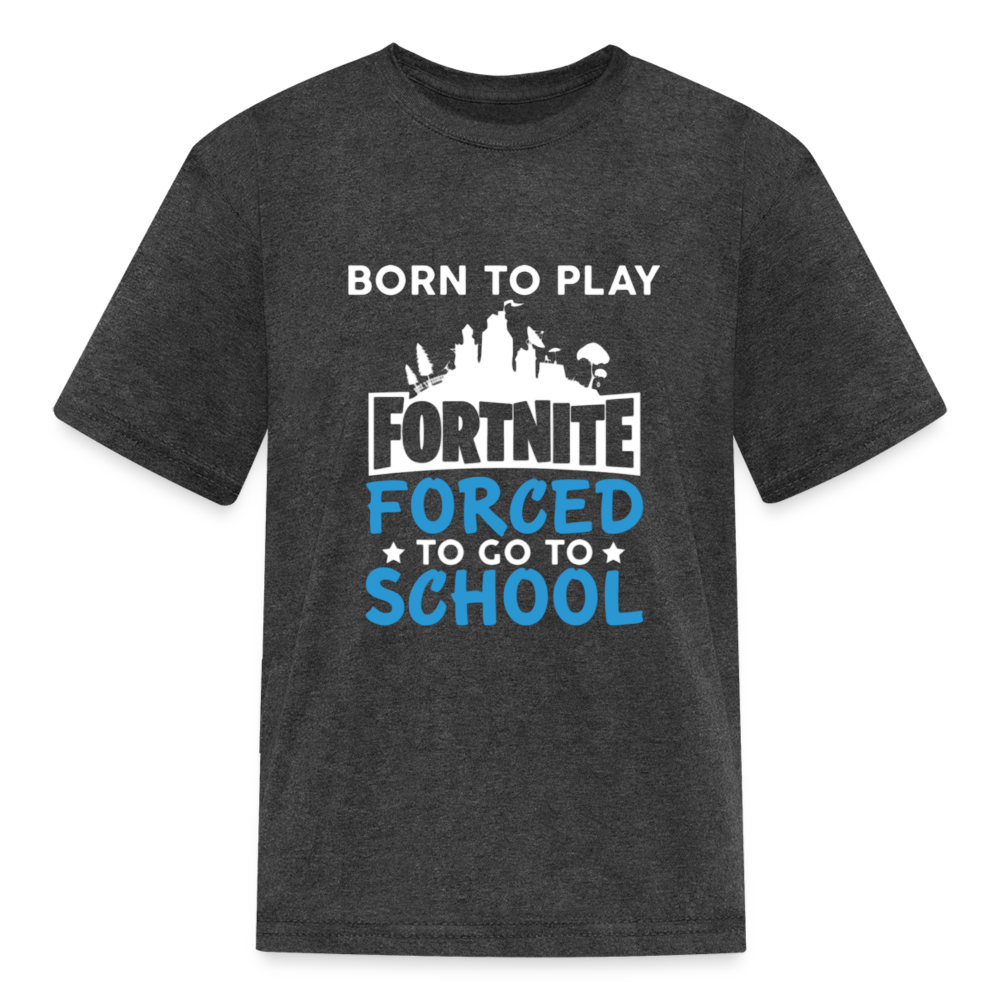 Boys Forced to go to School Print T Shirt - heather black