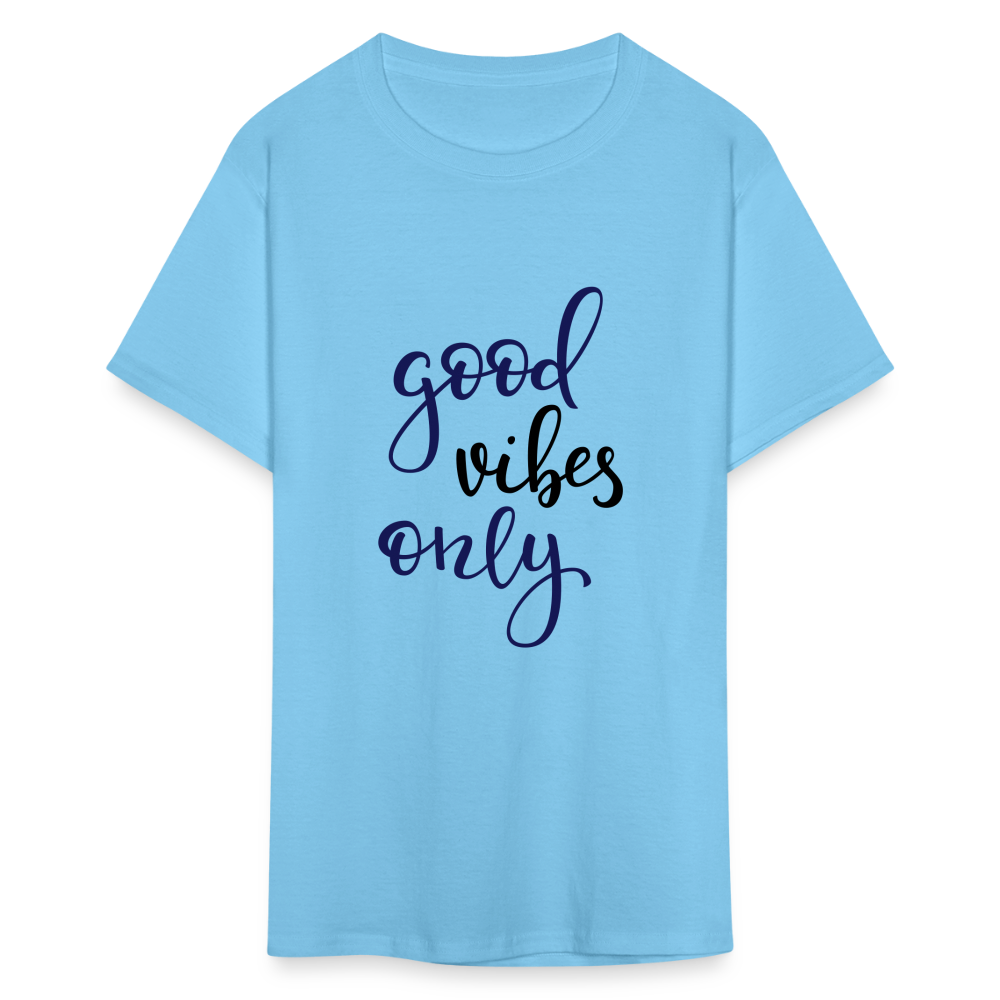 Unisex Good Vibes Print T Shirt - aquatic blue