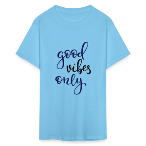 Unisex Good Vibes Print T Shirt - aquatic blue