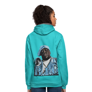 Unisex Contrast Biggie Print Hoodie - scuba blue/asphalt