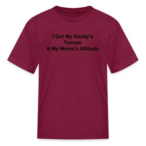 Kids Unisex Attitude Custom T Shirt - burgundy