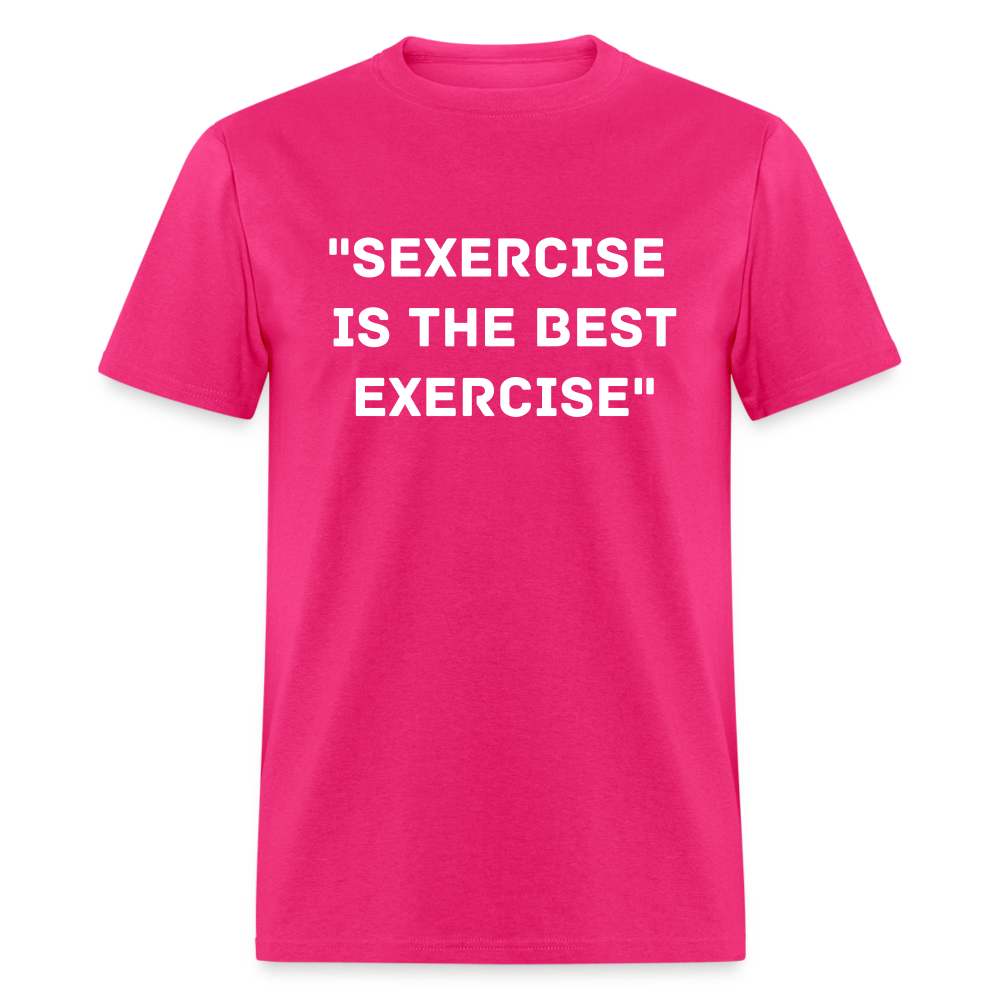 Unisex Classic Fruit of the Loom Exercise Print T Shirt - fuchsia