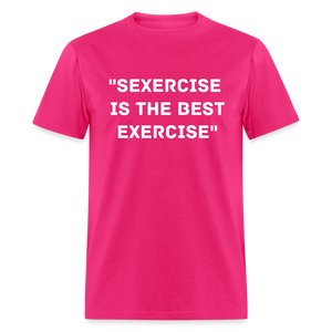 Unisex Classic Fruit of the Loom Exercise Print T Shirt - fuchsia