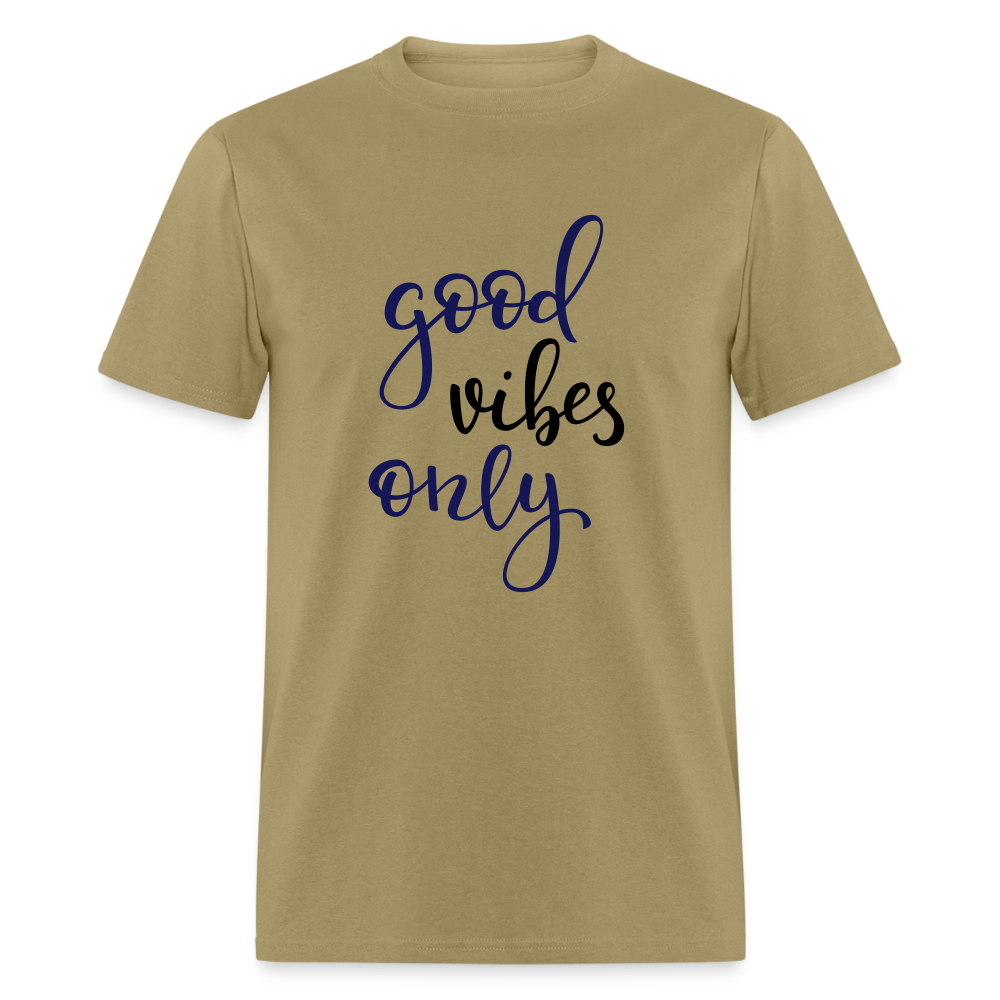 Unisex Good Vibes Print T Shirt - khaki