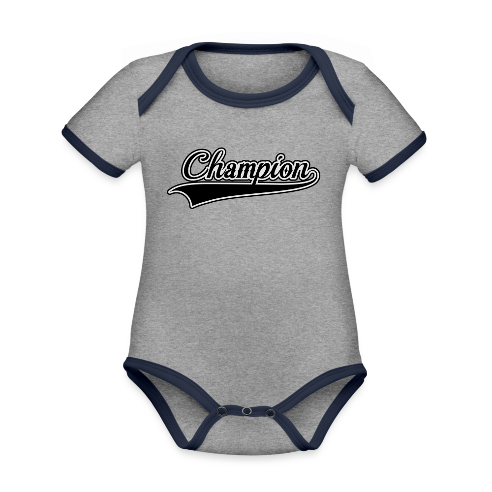 Babies Organic Contrast Short Sleeve Baby Bodysuit - heather gray/navy