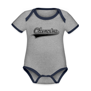 Babies Organic Contrast Short Sleeve Baby Bodysuit - heather gray/navy