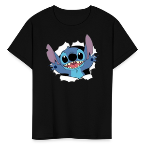 Kids and Babies Unisex Stitch Print  T-Shirt - black