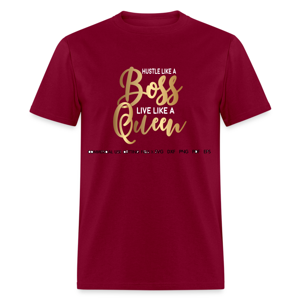 Women's Classic Boss Queen Print T Shirt - burgundy