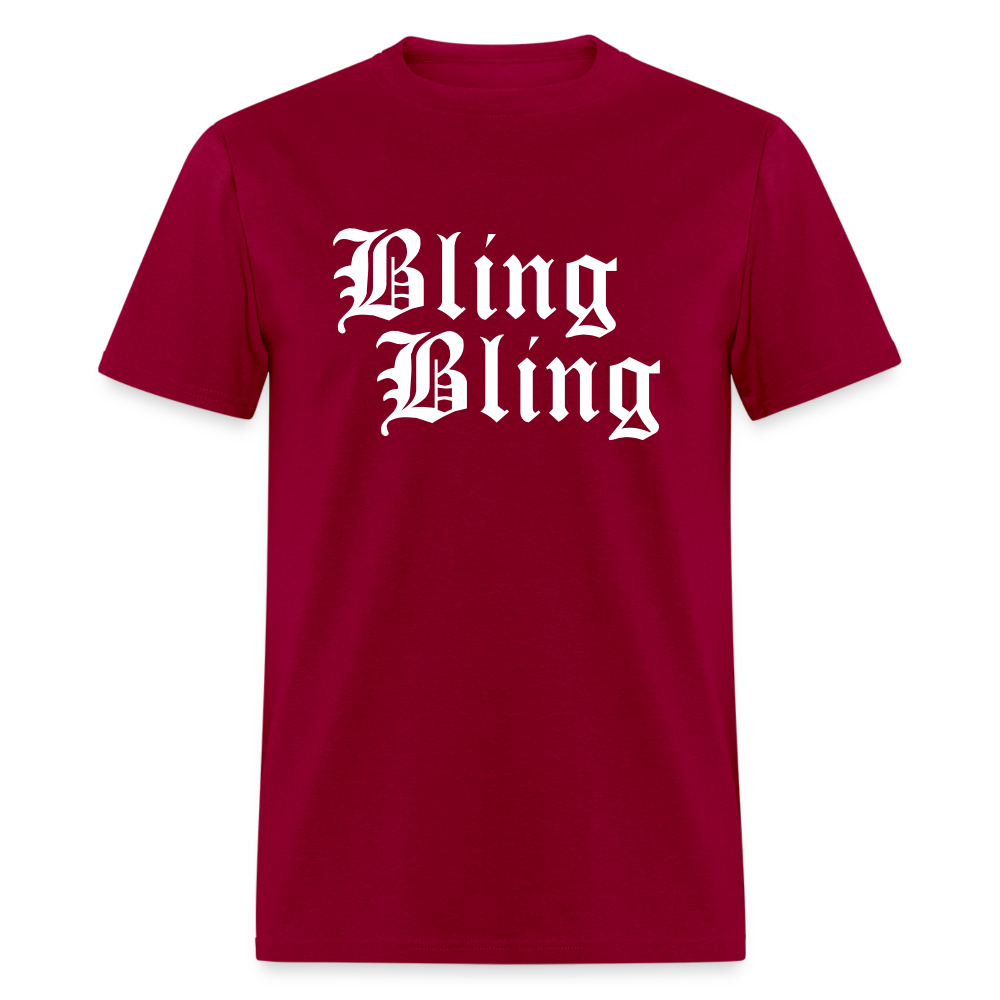 Unisex Bling Bling Print T Shirt - dark red