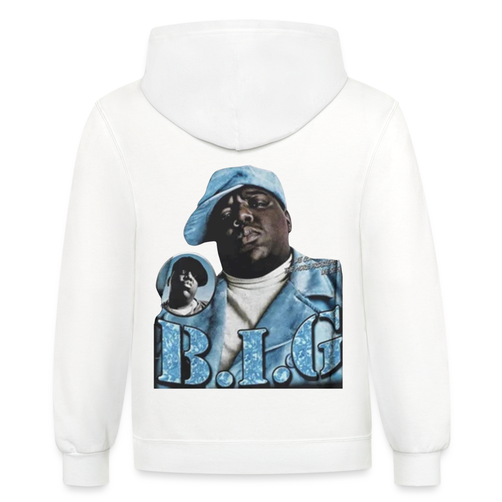 Unisex Contrast Biggie Print Hoodie - white/gray