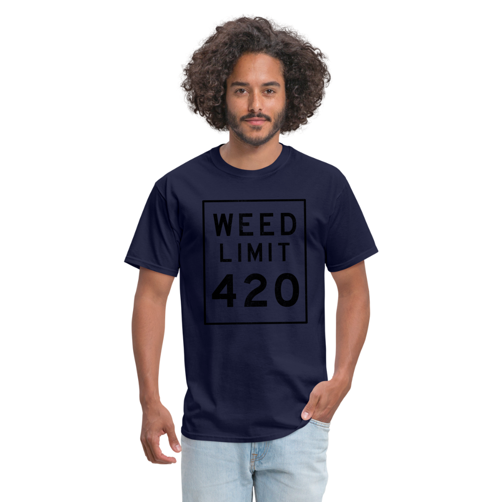 Unisex Weed Limit 420 Print T Shirt - navy