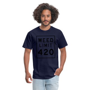 Unisex Weed Limit 420 Print T Shirt - navy