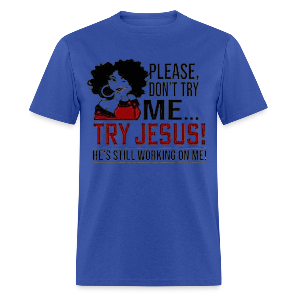 Women's Classic Jesus Print T Shirt - royal blue