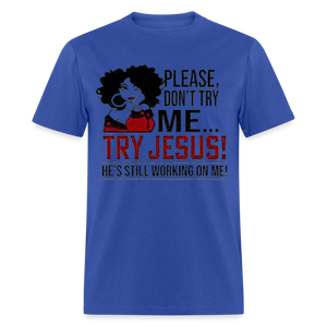 Women's Classic Jesus Print T Shirt - royal blue